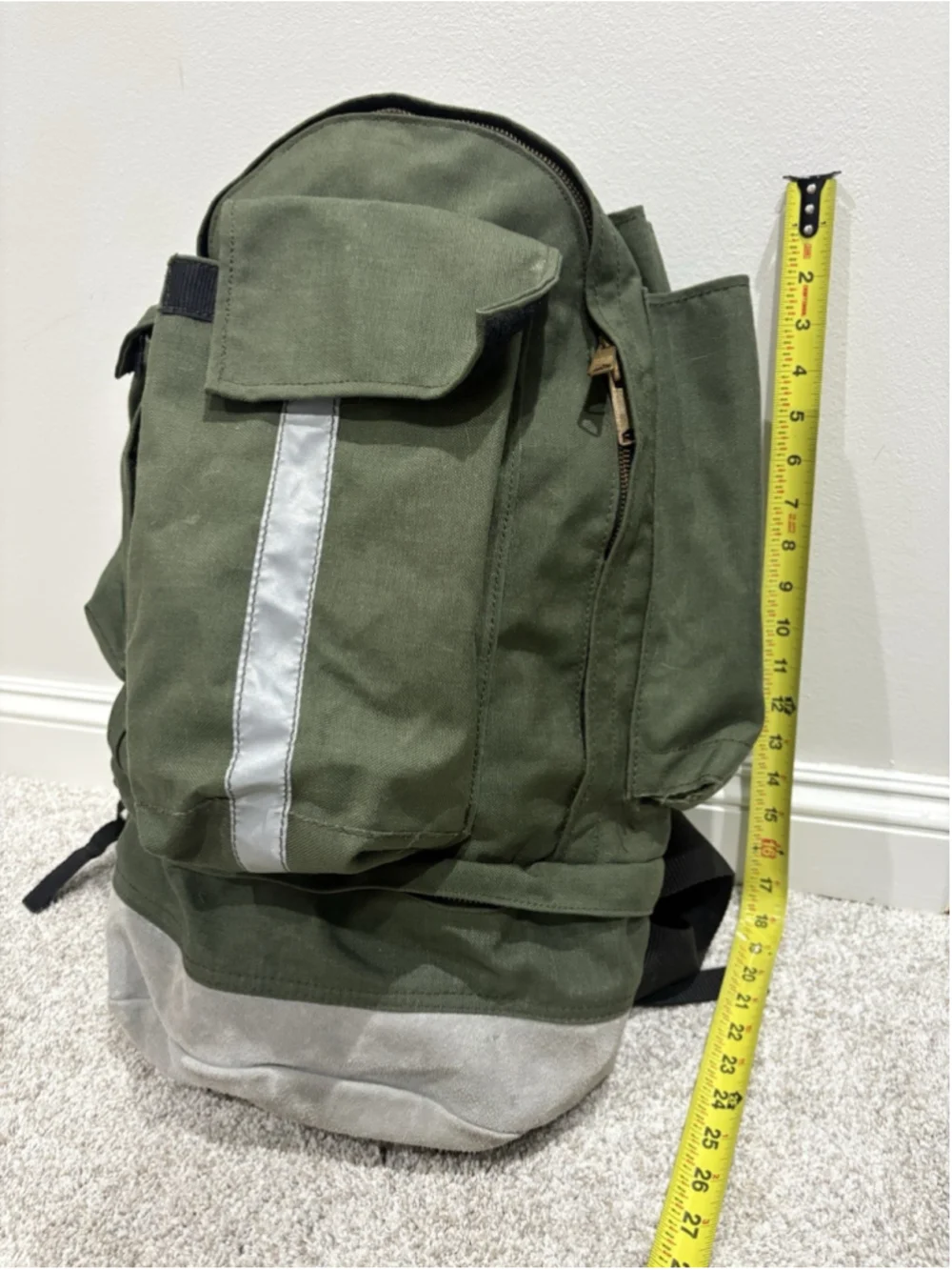 Vintage UNICOR US Military Day Pack Backpack OD Green Cordura Leather Bottom USA